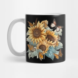 Butterflies Sunflower Mug